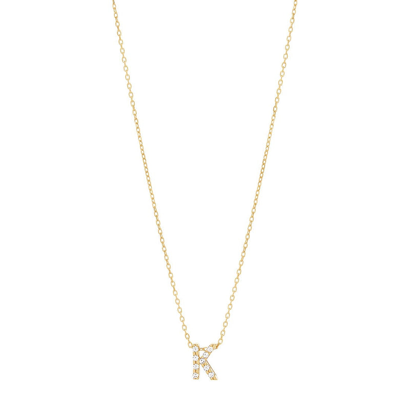 9ct Yellow Gold Silver Infused Cubic Zirconia Initial Necklace Necklaces Bevilles K 