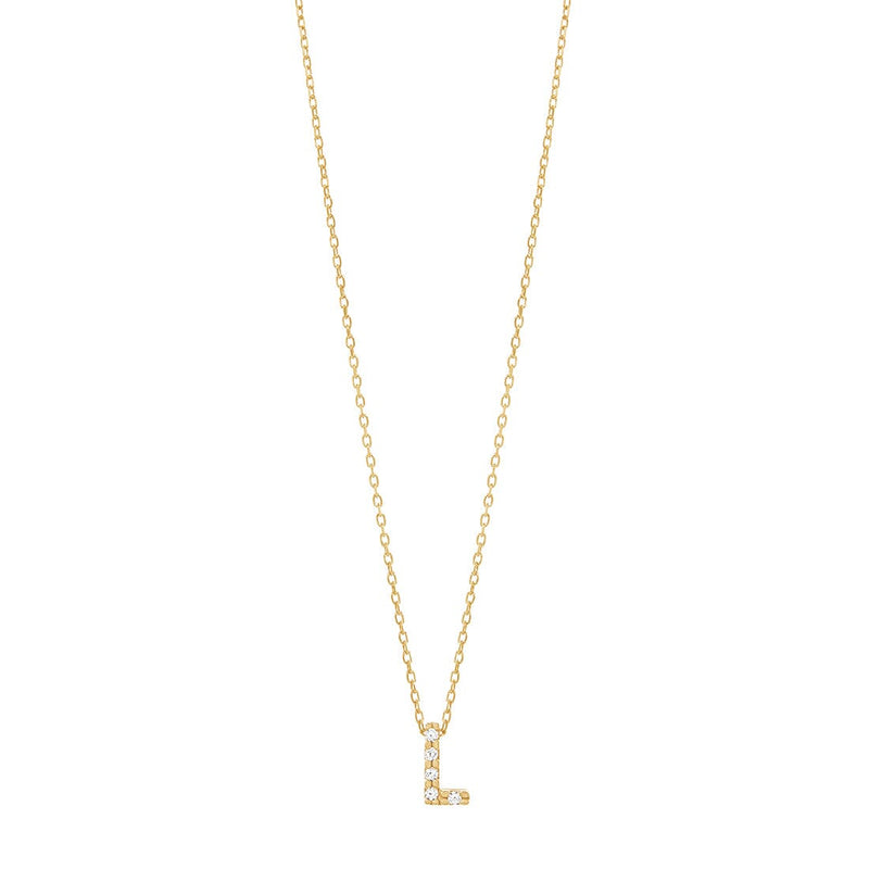 9ct Yellow Gold Silver Infused Cubic Zirconia Initial Necklace Necklaces Bevilles L 