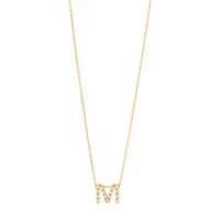 9ct Yellow Gold Silver Infused Cubic Zirconia Initial Necklace Necklaces Bevilles M 