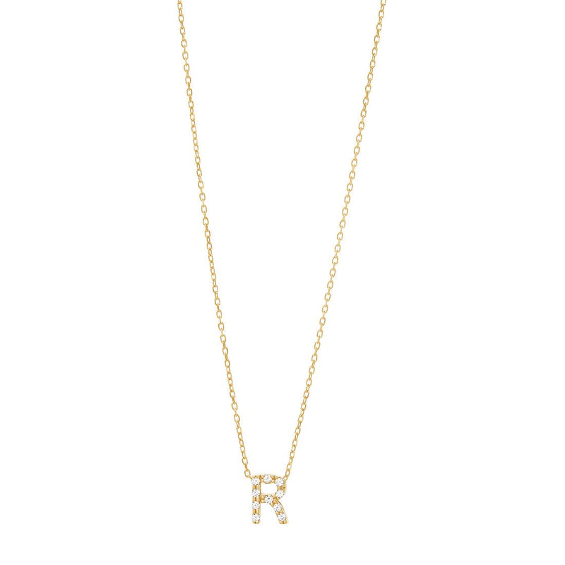 9ct Yellow Gold Silver Infused Cubic Zirconia Initial Necklace Necklaces Bevilles 