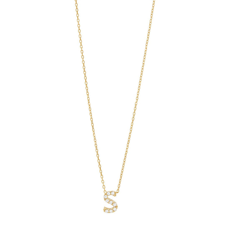 9ct Yellow Gold Silver Infused Cubic Zirconia Initial Necklace Necklaces Bevilles S 