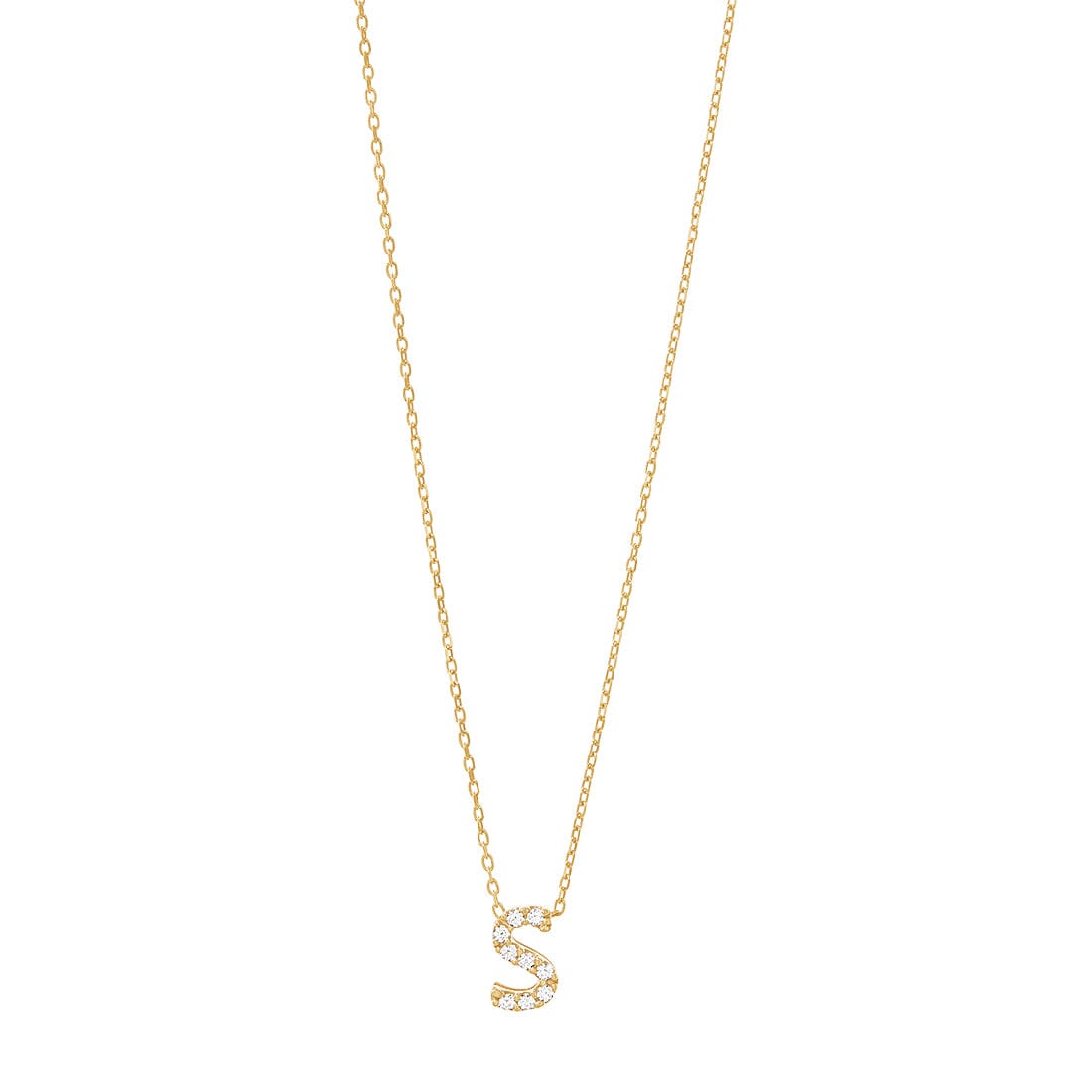 9ct Yellow Gold Silver Infused Cubic Zirconia Initial Necklace Necklaces Bevilles S 