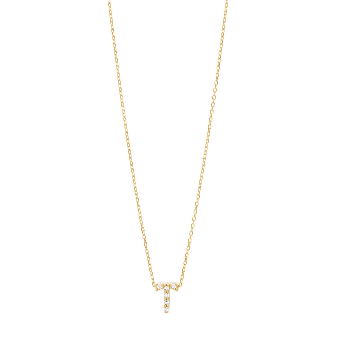 9ct Yellow Gold Silver Infused Cubic Zirconia Initial Necklace Necklaces Bevilles T 