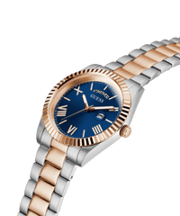 Guess Connoisseur Brushed And Polished Two Tone Case Blue Day Date Dial And Brushed And Polished Two Tone Bracelet GW0265G12 Watches Guess 