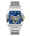 Guess Phoenix Polished Silver Tone Case Sunray Blue Cut Thru Multifunction Dial And Polished Silver Tone Bracelet GW0456G5 Watches Guess 
