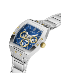 Guess Phoenix Polished Silver Tone Case Sunray Blue Cut Thru Multifunction Dial And Polished Silver Tone Bracelet GW0456G5 Watches Guess 