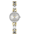 Guess Lady G Polished Silver Tone Case With Crystals Sunray Silver Dial And Polished Silver And Gold Tone Logo Bracelet With Adjustable G Links GW0656L1 Watches Guess 