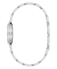 Guess Lady G Polished Silver Tone Case With Crystals Sunray Silver Dial And Polished Silver And Gold Tone Logo Bracelet With Adjustable G Links GW0656L1 Watches Guess 