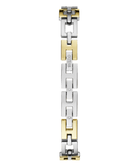 Guess Lady G Polished Silver Tone Case With Crystals Sunray Silver Dial And Polished Silver And Gold Tone Logo Bracelet With Adjustable G Links GW0656L1 Watches Guess 