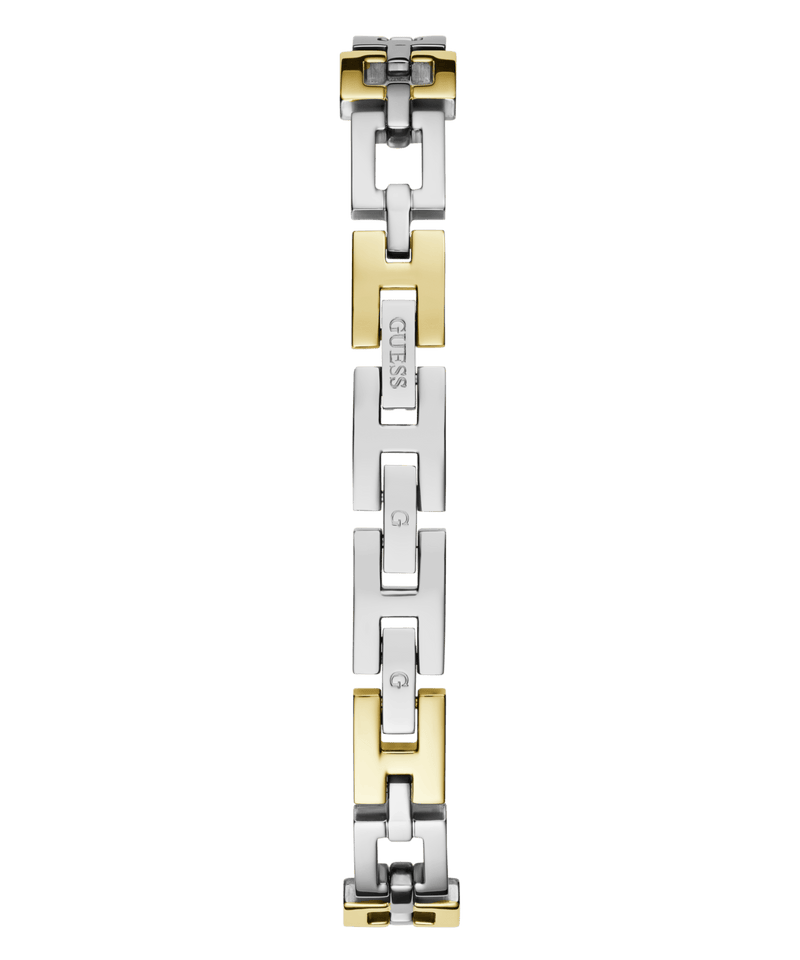 Guess Lady G Polished Silver Tone Case With Crystals Sunray Silver Dial And Polished Silver And Gold Tone Logo Bracelet With Adjustable G Links GW0656L1 Watches Guess 