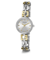 Guess Lady G Polished Silver Tone Case With Crystals Sunray Silver Dial And Polished Silver And Gold Tone Logo Bracelet With Adjustable G Links GW0656L1 Watches Guess 