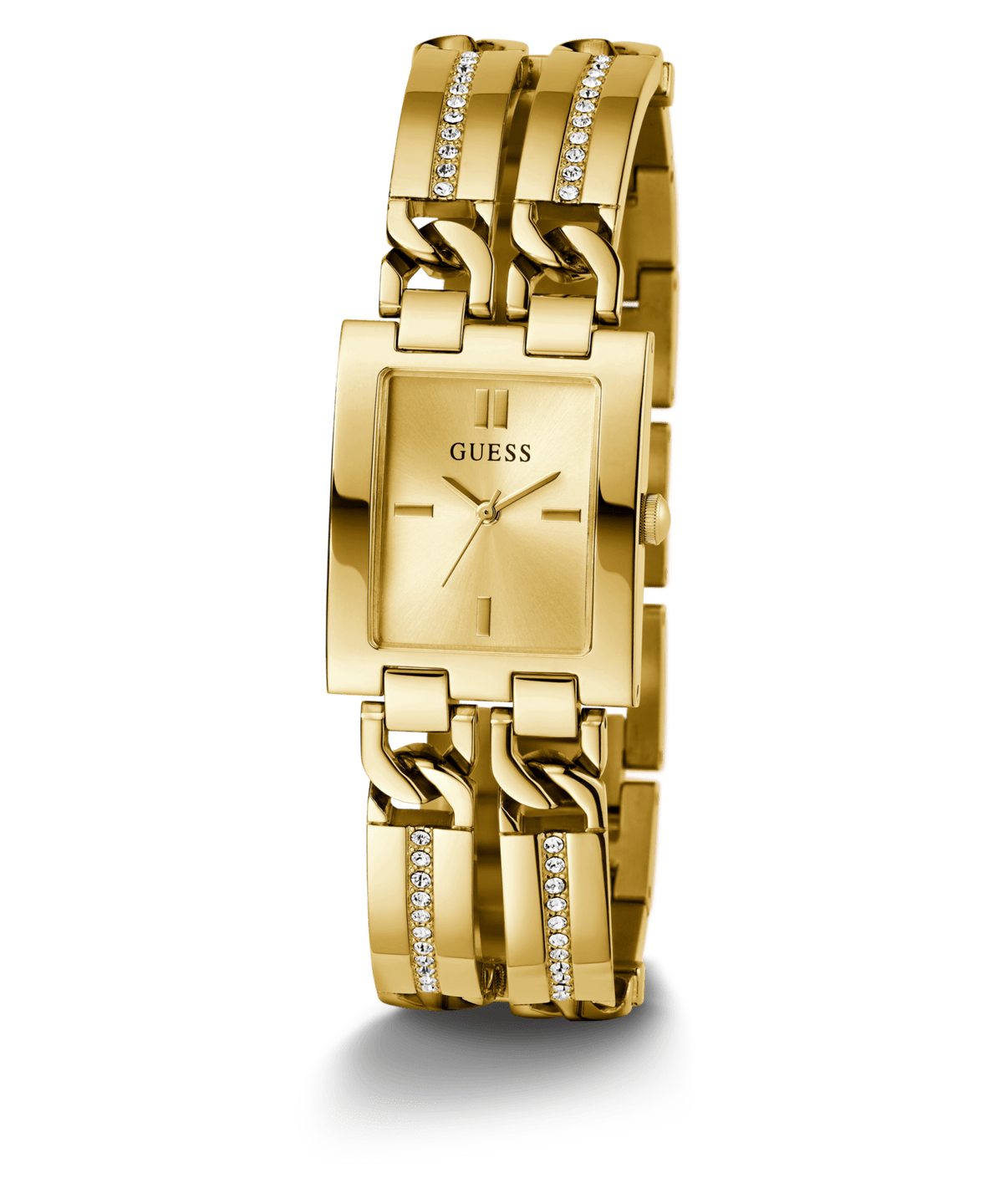 Guess Mod Id Polished Gold Tone Case Sunray Champagne Dial And Polished Gold Tone Bracelet With Crystals And Adjustable G Links GW0668L2 Watches Guess 