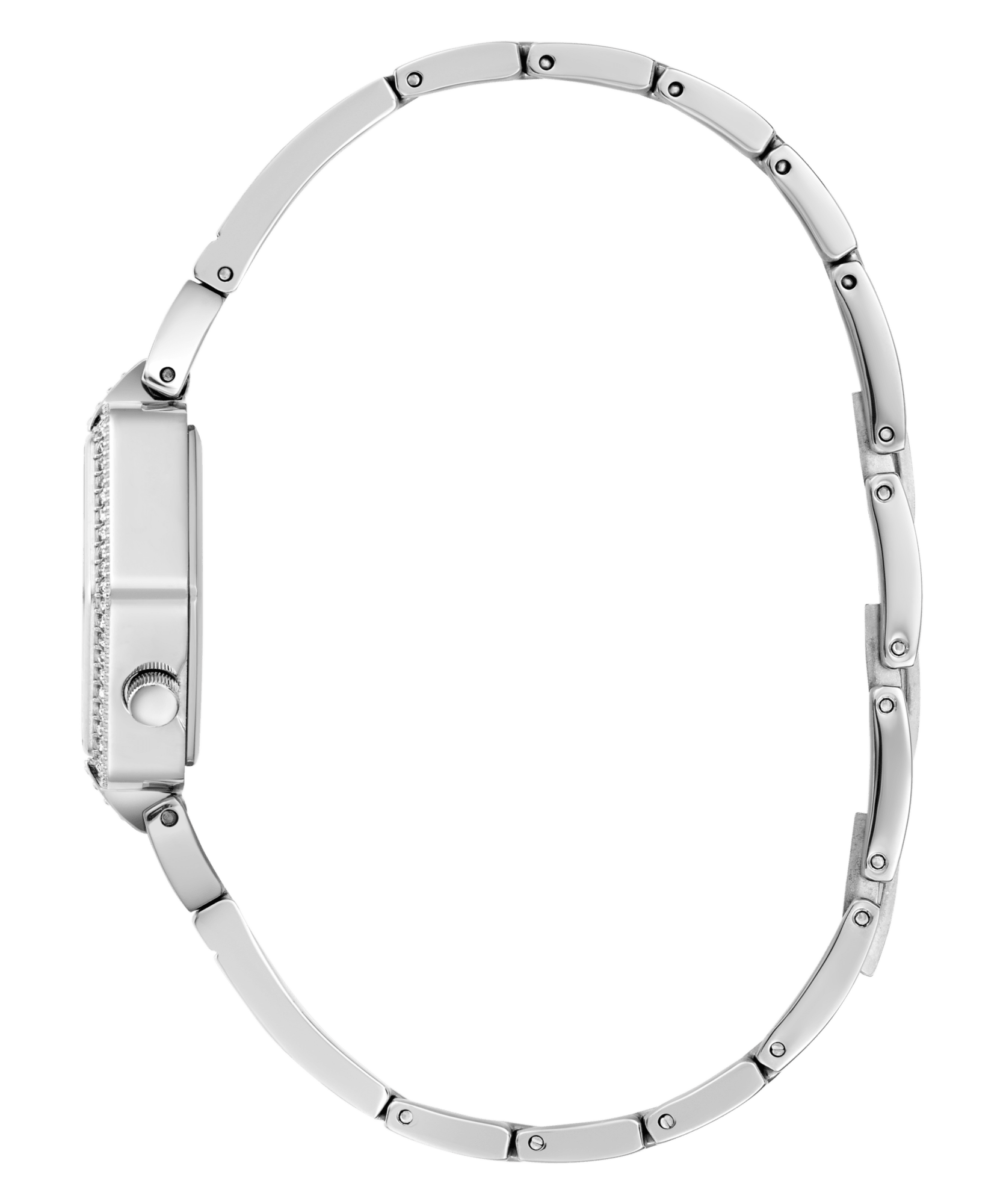 Guess Audrey Polished Silver Tone Case With Crystals Sunray Silver Glitz Dial And Polished Silver Tone Bracelet With Adjustable G Links GW0680L1 Watches Guess 