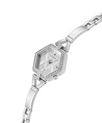 Guess Audrey Polished Silver Tone Case With Crystals Sunray Silver Glitz Dial And Polished Silver Tone Bracelet With Adjustable G Links GW0680L1 Watches Guess 