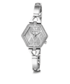 Guess Audrey Polished Silver Tone Case With Crystals Sunray Silver Glitz Dial And Polished Silver Tone Bracelet With Adjustable G Links GW0680L1 Watches Guess 