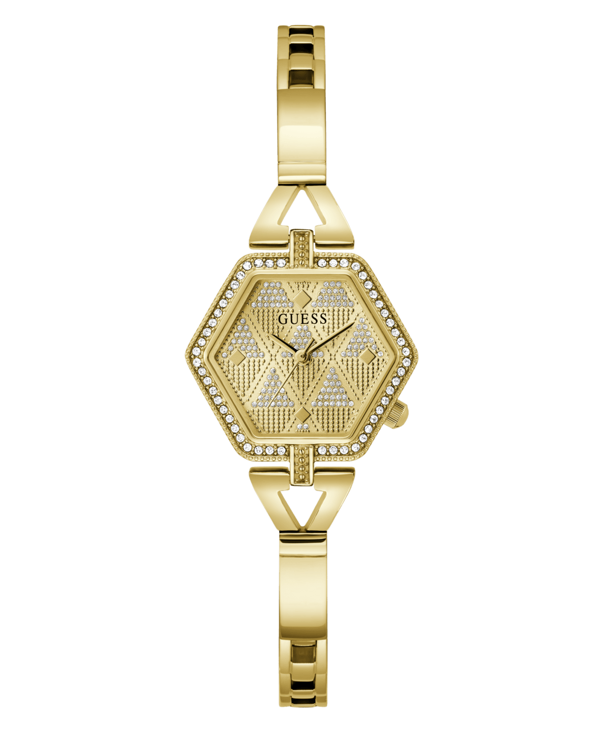 Guess Audrey Polished Gold Tone Case With Crystals Sunray Champagne Glitz Dial And Polished Gold Tone Bracelet With Adjustable G Links GW0680L2 Watches Guess 