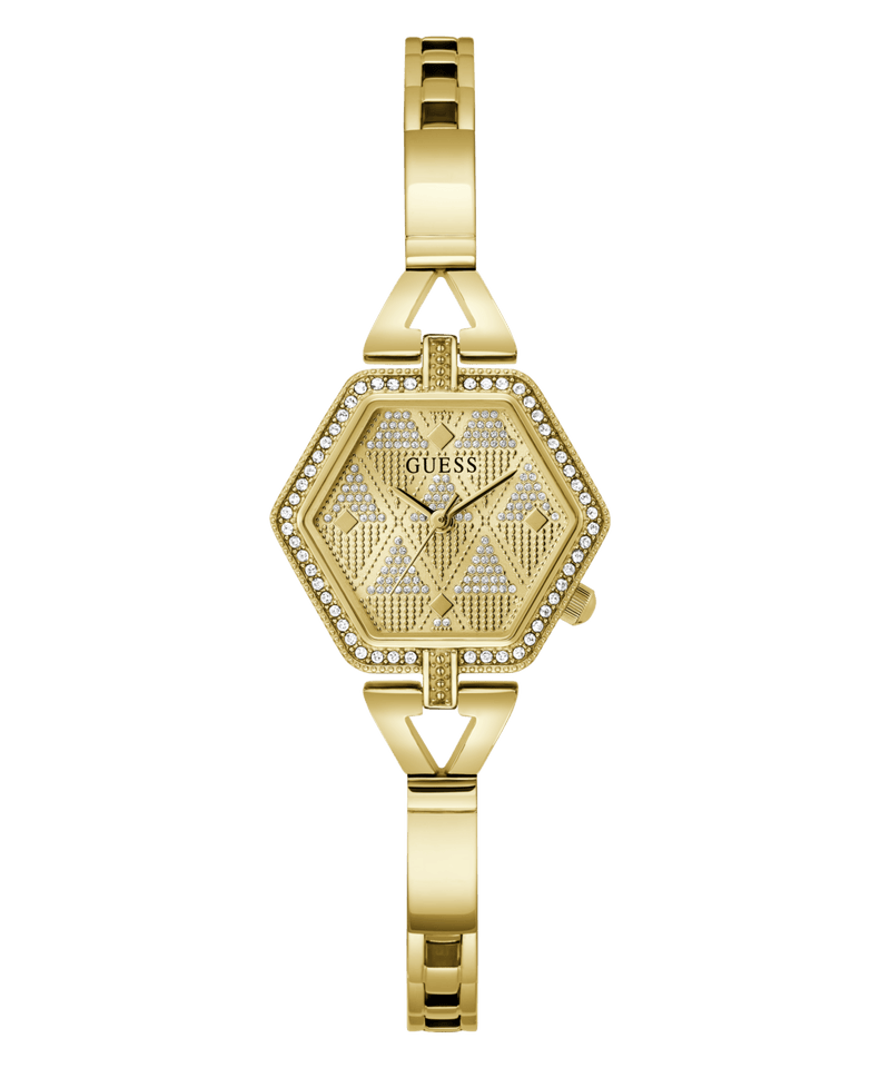 Guess Audrey Polished Gold Tone Case With Crystals Sunray Champagne Glitz Dial And Polished Gold Tone Bracelet With Adjustable G Links GW0680L2 Watches Guess 