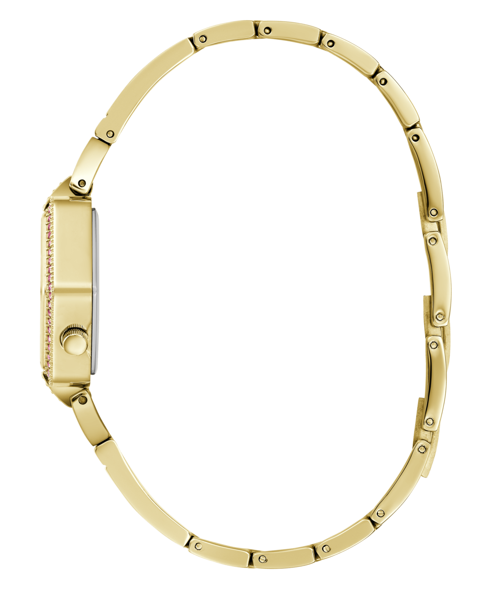 Guess Audrey Polished Gold Tone Case With Crystals Sunray Champagne Glitz Dial And Polished Gold Tone Bracelet With Adjustable G Links GW0680L2 Watches Guess 