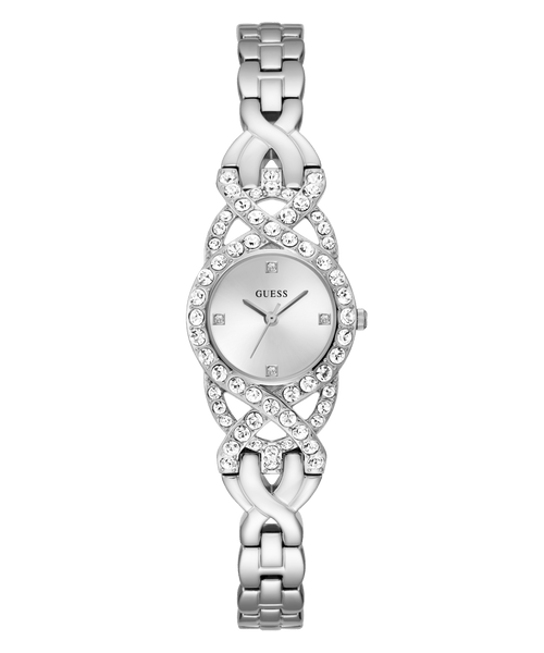Guess Adorn Polished Silver Tone Case With Crystals Sunray Silver Dial And Polished Silver Tone Bracelet With Adjustable G Links GW0682L1 Watches Guess 