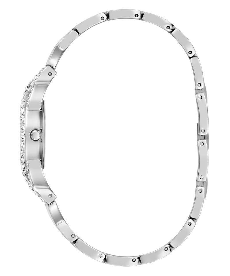 Guess Adorn Polished Silver Tone Case With Crystals Sunray Silver Dial And Polished Silver Tone Bracelet With Adjustable G Links GW0682L1 Watches Guess 