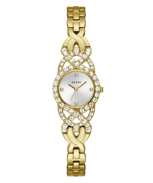 Guess Adorn Polished Gold Tone Case With Crystals Sunray Silver Dial And Polished Gold Tone Bracelet With Adjustable G Links GW0682L2 Watches Guess 