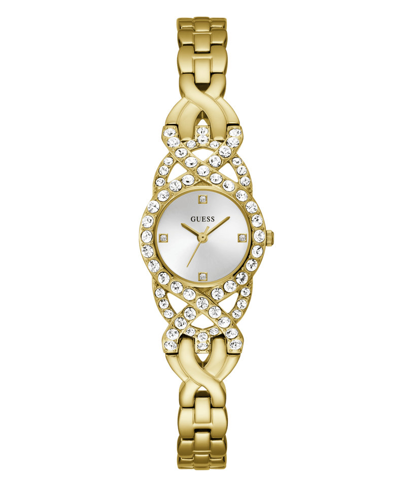 Guess Adorn Polished Gold Tone Case With Crystals Sunray Silver Dial And Polished Gold Tone Bracelet With Adjustable G Links GW0682L2 Watches Guess 