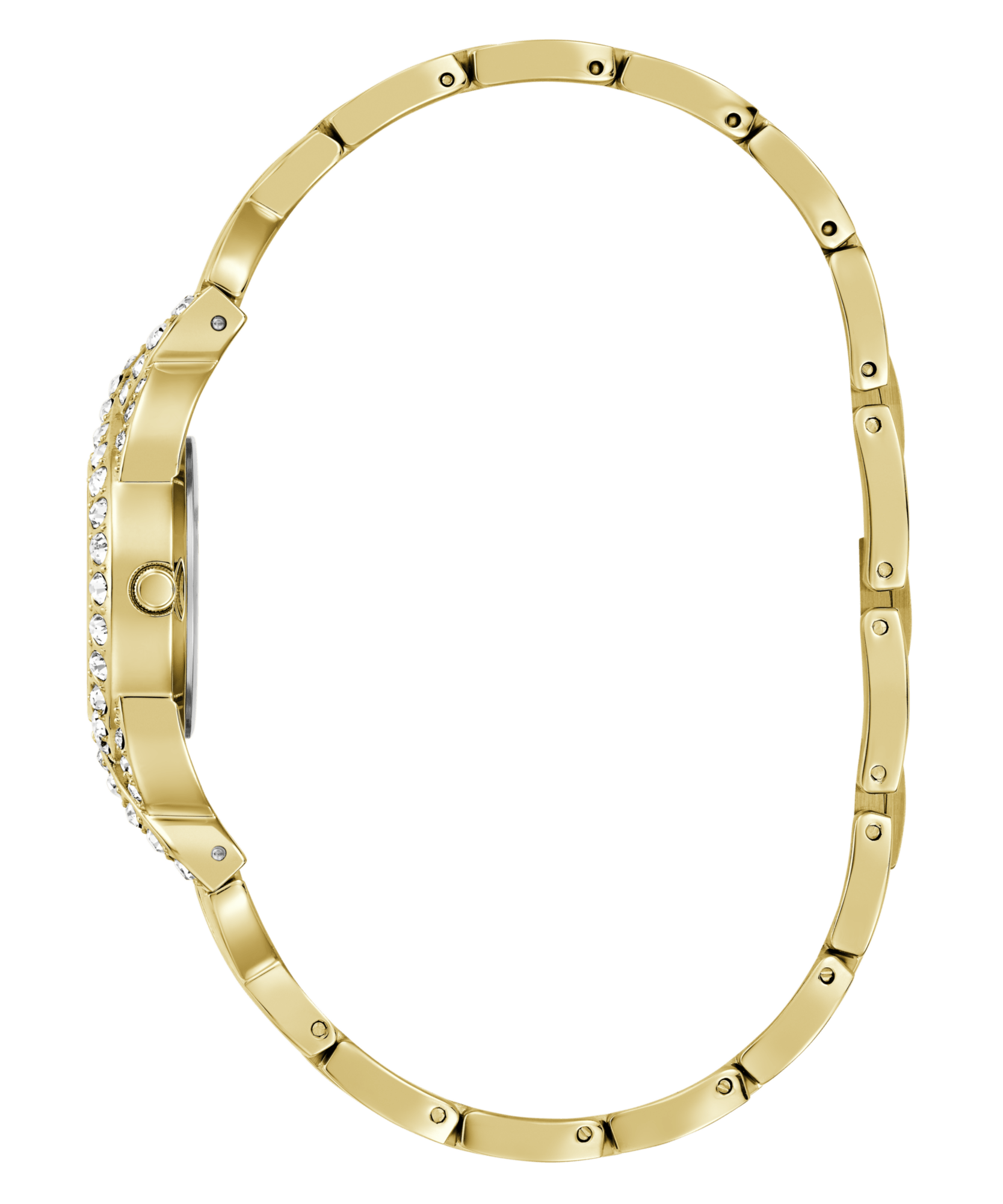 Guess Adorn Polished Gold Tone Case With Crystals Sunray Silver Dial And Polished Gold Tone Bracelet With Adjustable G Links GW0682L2 Watches Guess 