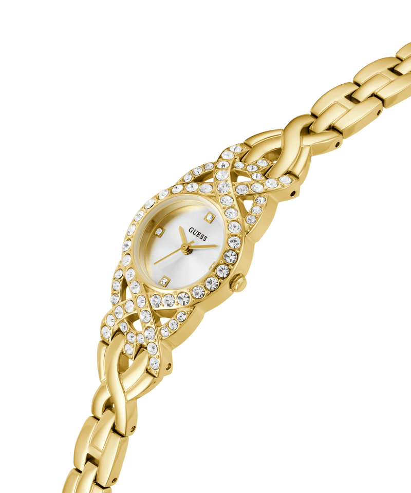 Guess Adorn Polished Gold Tone Case With Crystals Sunray Silver Dial And Polished Gold Tone Bracelet With Adjustable G Links GW0682L2 Watches Guess 