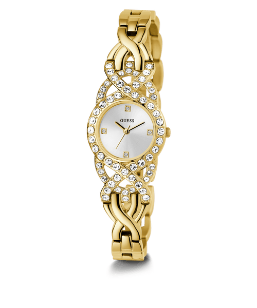 Guess Adorn Polished Gold Tone Case With Crystals Sunray Silver Dial And Polished Gold Tone Bracelet With Adjustable G Links GW0682L2 Watches Guess 