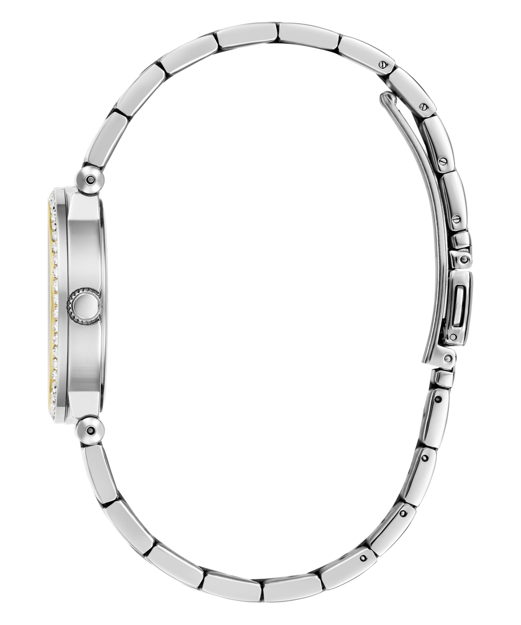 Guess Fawn Polished Two Tone Case With Crystals Sunray Green Dial And Polished Two Tone Bracelet GW0686L2 Watches Guess 