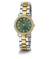 Guess Fawn Polished Two Tone Case With Crystals Sunray Green Dial And Polished Two Tone Bracelet GW0686L2 Watches Guess 