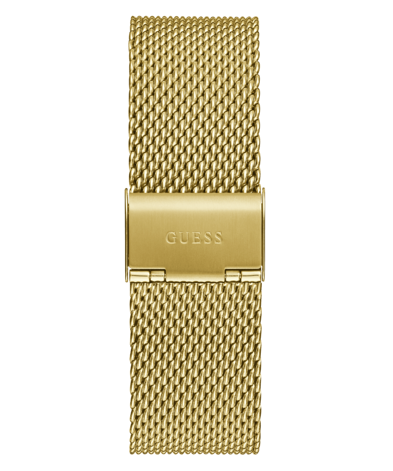 Guess Monarch Polished Gold Tone Case Sunray Black Dial With A Polished Gold Tone Lion And Polished Gold Tone Mesh Bracelet GW0702G1 Watches Guess 