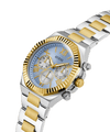 Guess Equity Brushed Silver Tone Case With Polished Gold Tone Bezel With Sunray Glacial Blue Multifunction Dial And Brushed And Polished Two Tone Bracelet GW0703G3 Watches Guess 
