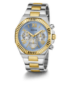 Guess Equity Brushed Silver Tone Case With Polished Gold Tone Bezel With Sunray Glacial Blue Multifunction Dial And Brushed And Polished Two Tone Bracelet GW0703G3 Watches Guess 
