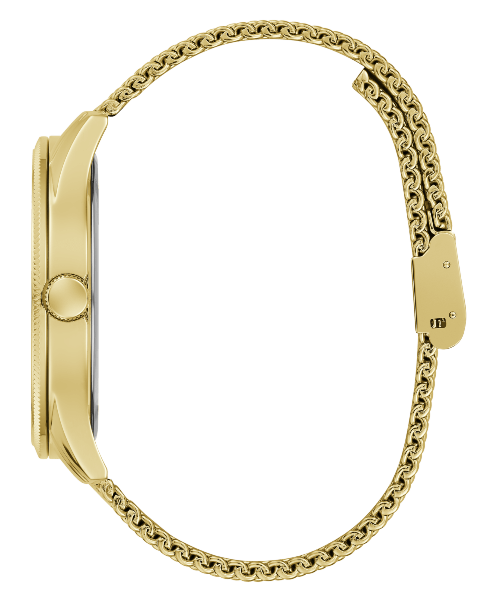 Guess Reputation Polished Gold Tone Case Sunray Black Logo Dial With Polished Gold Tone Mesh Bracelet GW0710G2 Watches Guess 