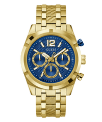 Guess Resistance Brushed Gold Tone Case With Polished Gold Tone Bezel Sunray Blue Multifunction With A Brushed And Polished Gold Tone Bracelet GW0714G2 Watches Guess 