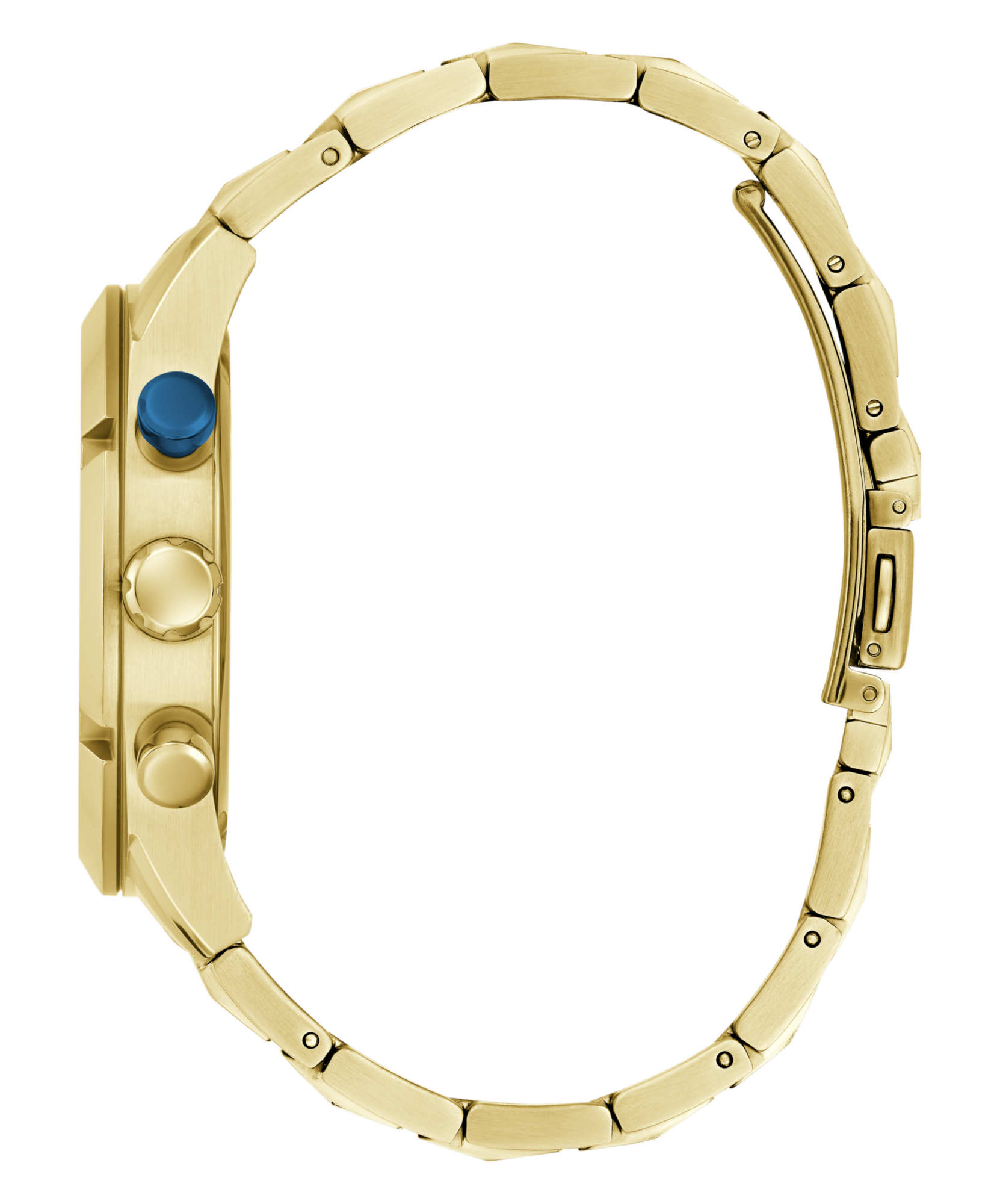 Guess Resistance Brushed Gold Tone Case With Polished Gold Tone Bezel Sunray Blue Multifunction With A Brushed And Polished Gold Tone Bracelet GW0714G2 Watches Guess 