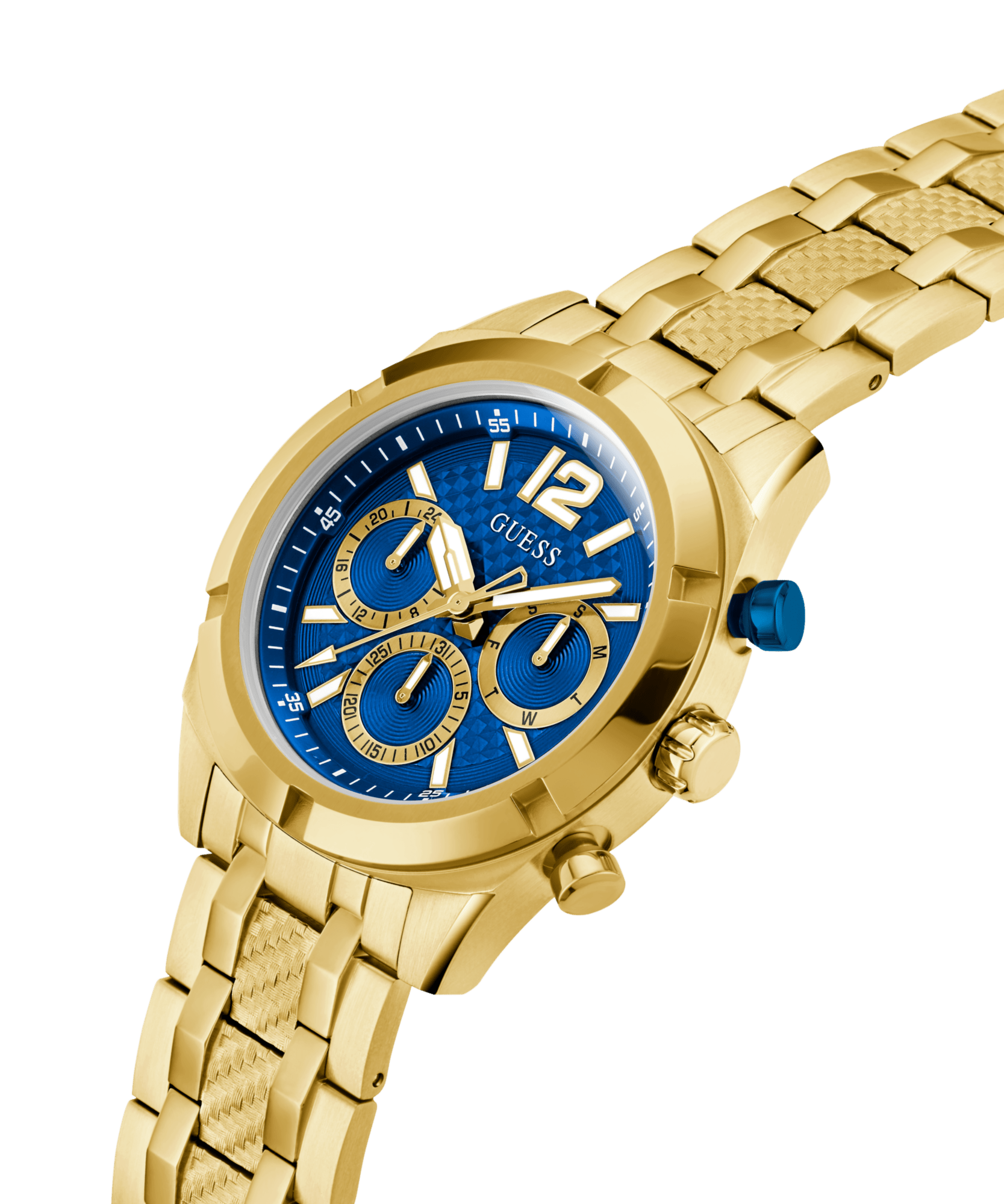 Guess men's chronograph gold bracelet watch discount