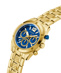 Guess Resistance Brushed Gold Tone Case With Polished Gold Tone Bezel Sunray Blue Multifunction With A Brushed And Polished Gold Tone Bracelet GW0714G2 Watches Guess 