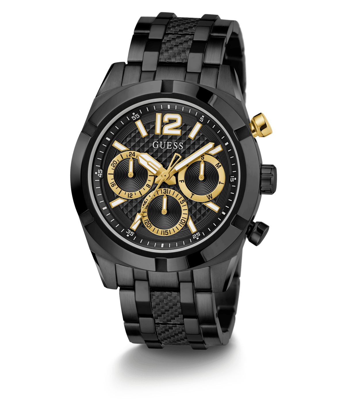 Guess Resistance Brushed Black Case With Polished Black Bezel Sunray Black Multifunction Dial With A Brushed And Polished Black Bracelet GW0714G4 Watches Guess 