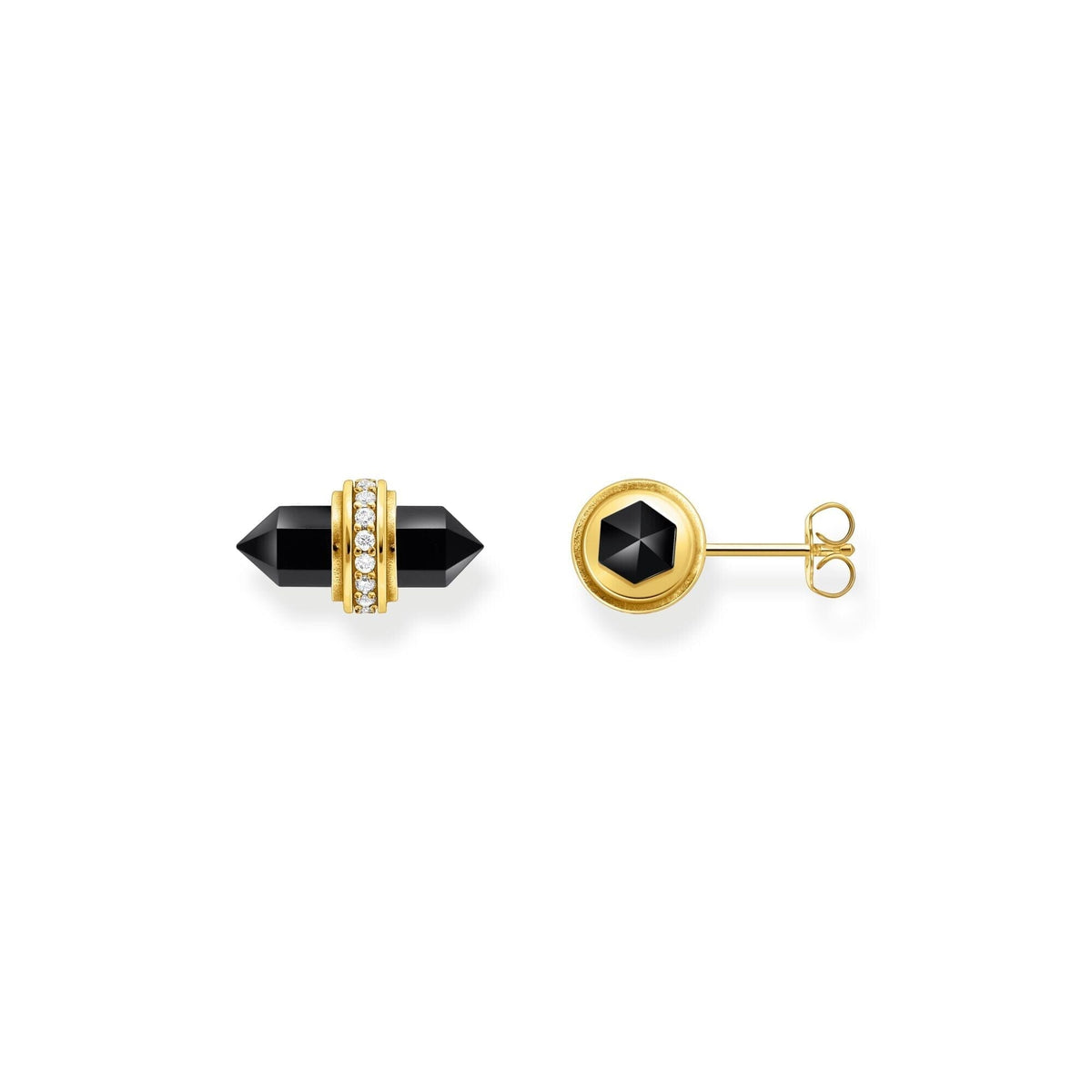 THOMAS SABO Crystal Ear Studs with Onyx Gold Ear Studs THOMAS SABO 