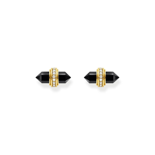 THOMAS SABO Crystal Ear Studs with Onyx Gold Ear Studs THOMAS SABO 
