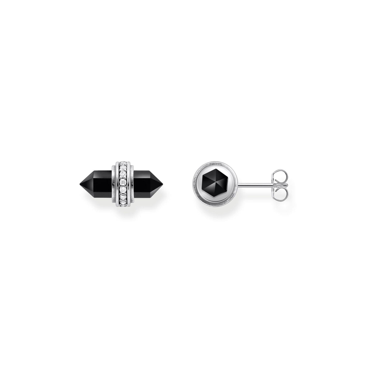 THOMAS SABO Crystal Ear Studs with Onyx Silver Ear Studs THOMAS SABO 