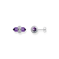 THOMAS SABO Crystal Stud EarRingss with Imitation Amethyst Silver Ear Studs THOMAS SABO 