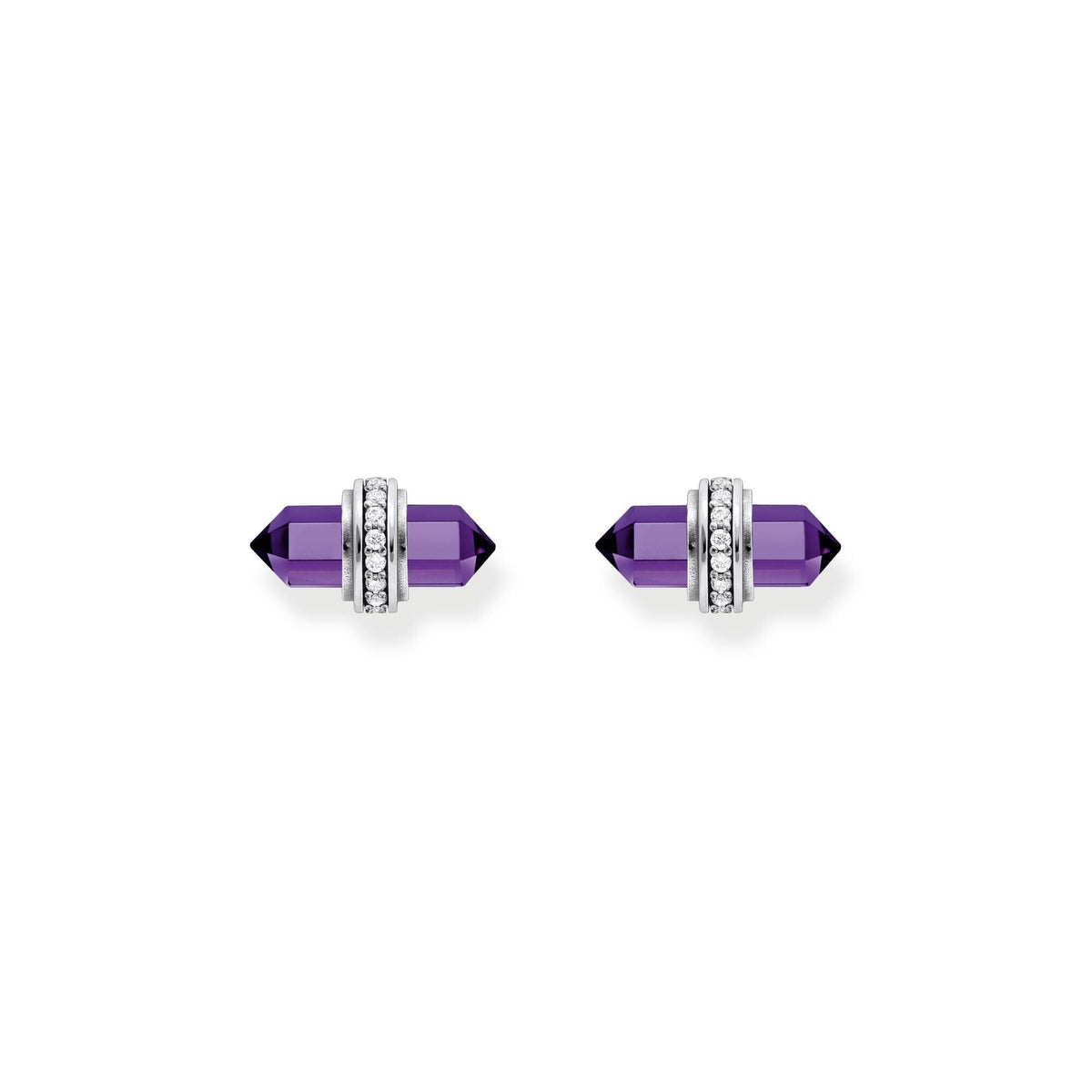 THOMAS SABO Crystal Stud EarRingss with Imitation Amethyst Silver Ear Studs THOMAS SABO 