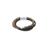 Men's Black Leather Bracelet with Brown Beads and Stainless Steel Bracelets Bevilles 