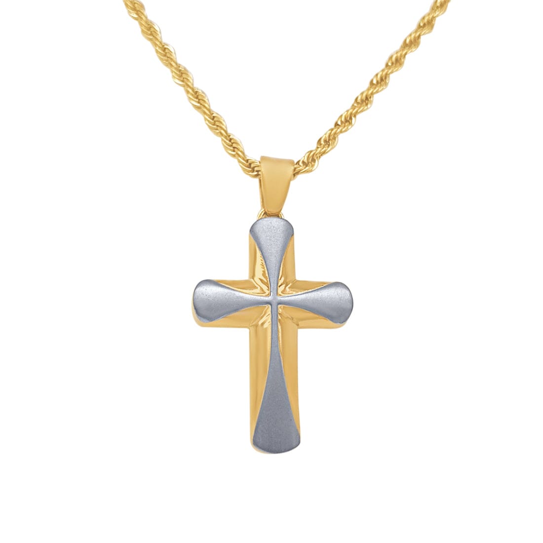 50cm Two Tone Cross Necklace in Stainless Steel Necklaces Bevilles 