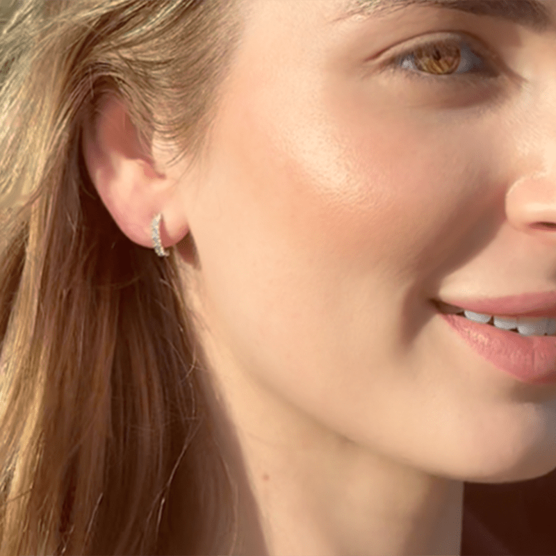 J Hoop Earrings with 0.50tw of Laboratory-Grown Diamonds in Rhodium Plated Sterling Silver Earrings Bevilles 