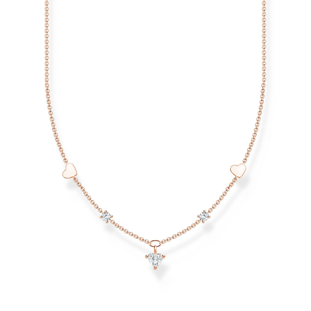 Thomas Sabo Necklace with hearts and white stones rose gold Necklaces Thomas Sabo 