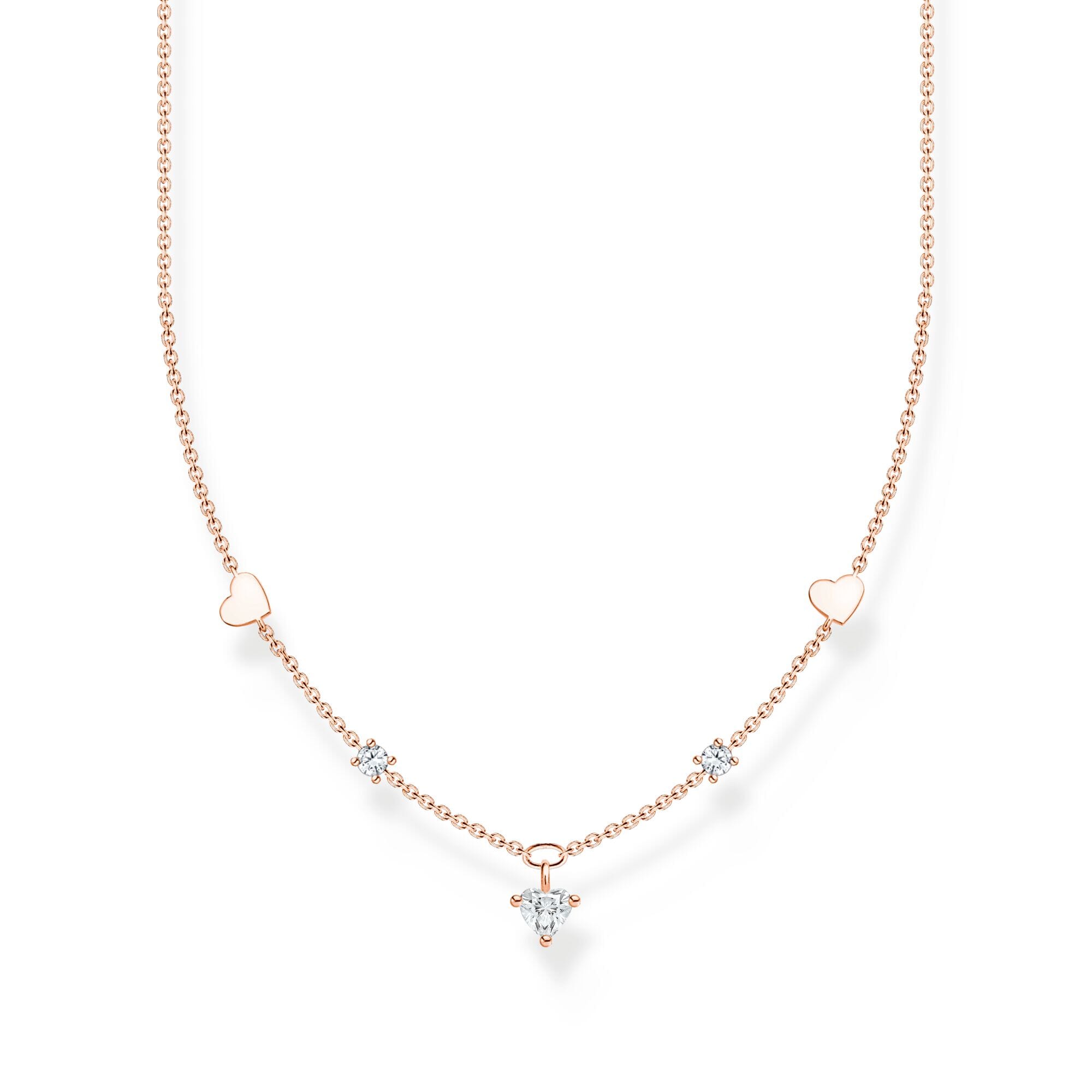 Thomas Sabo Necklace with hearts and white stones rose gold Necklaces Thomas Sabo 